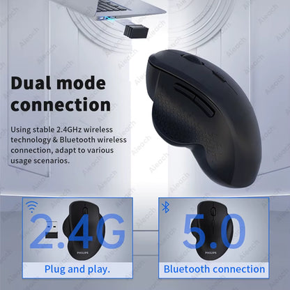 Rechargeable Dual Mode Bluetooth Wireless Mouse – Ergonomic, Silent, 1600 DPI for Laptop, iPad, Mac & Chromebook