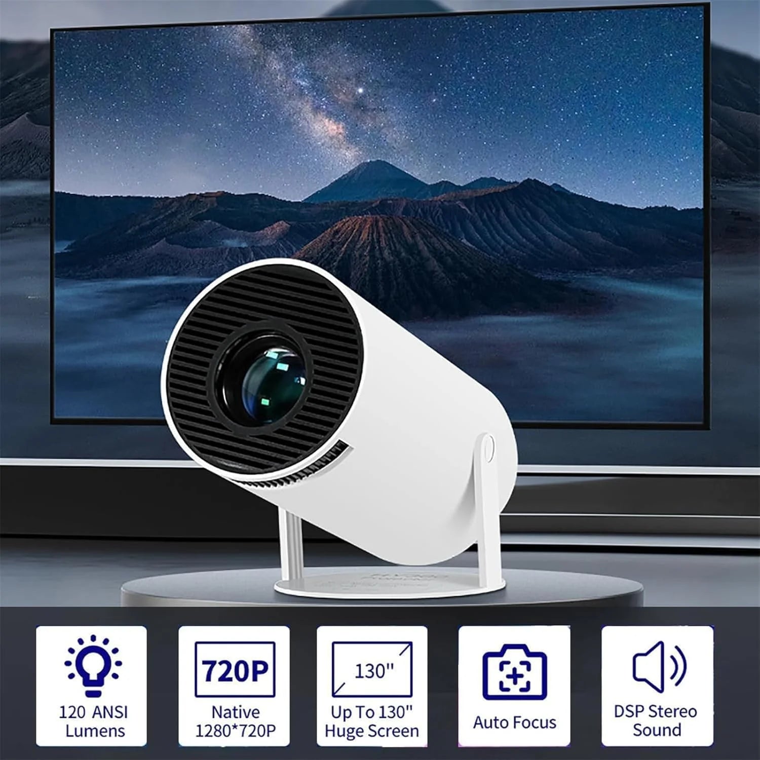 Mini Projector with Android 11, Portable Projector 4K 1080P Full HD Support, Smart Projector Wifi6 BT5.0 Auto Horizontal Correction, 180°Rotatable Outdoor Projector for Phone/Tv Stick/Laptop