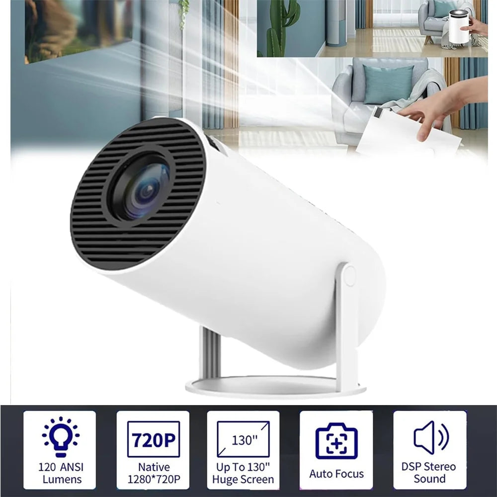 Mini Projector with Android 11, Portable Projector 4K 1080P Full HD Support, Smart Projector Wifi6 BT5.0 Auto Horizontal Correction, 180°Rotatable Outdoor Projector for Phone/Tv Stick/Laptop