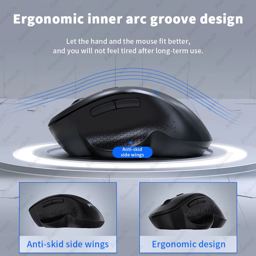 Rechargeable Dual Mode Bluetooth Wireless Mouse – Ergonomic, Silent, 1600 DPI for Laptop, iPad, Mac & Chromebook