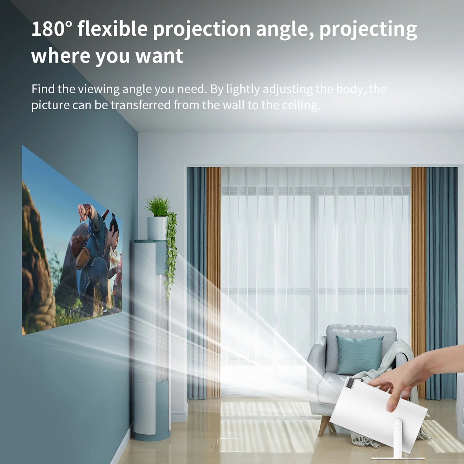 Mini Projector with Android 11, Portable Projector 4K 1080P Full HD Support, Smart Projector Wifi6 BT5.0 Auto Horizontal Correction, 180°Rotatable Outdoor Projector for Phone/Tv Stick/Laptop