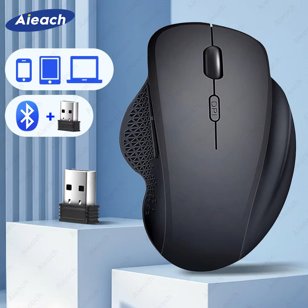 Rechargeable Dual Mode Bluetooth Wireless Mouse – Ergonomic, Silent, 1600 DPI for Laptop, iPad, Mac & Chromebook