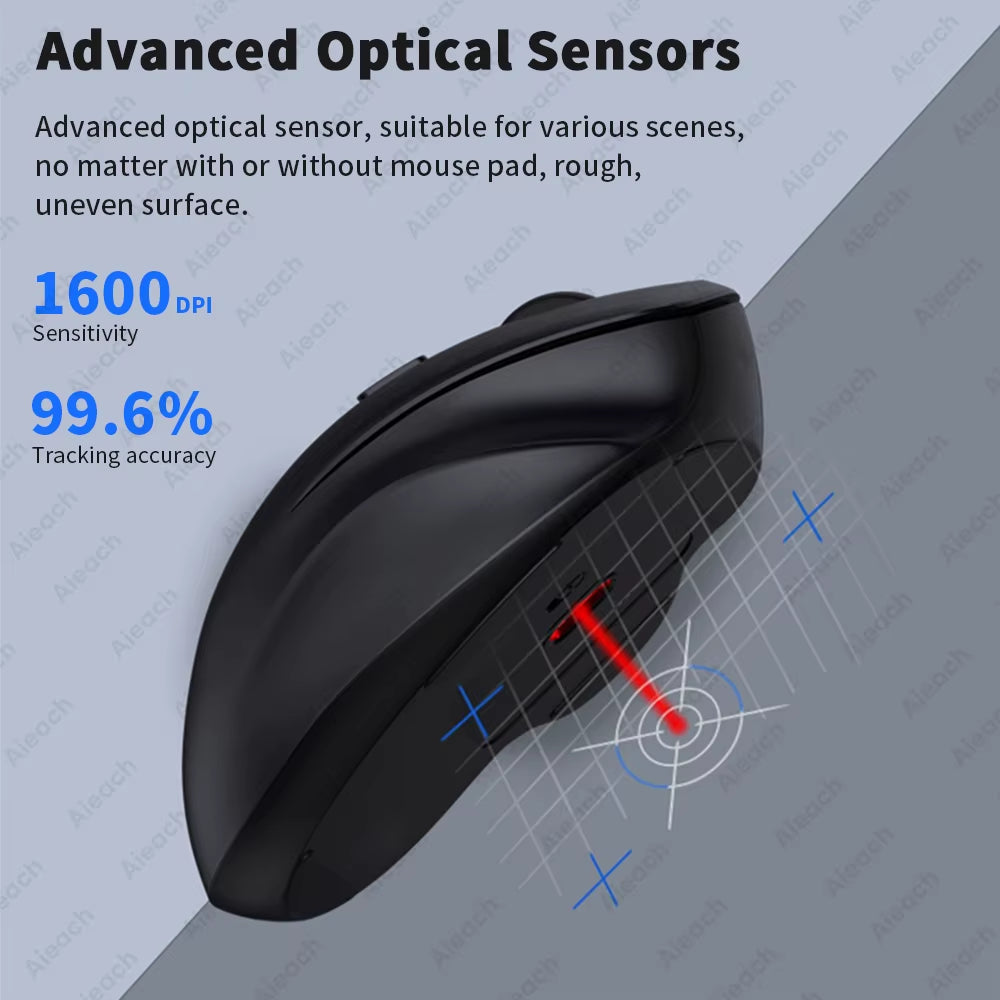 Rechargeable Dual Mode Bluetooth Wireless Mouse – Ergonomic, Silent, 1600 DPI for Laptop, iPad, Mac & Chromebook