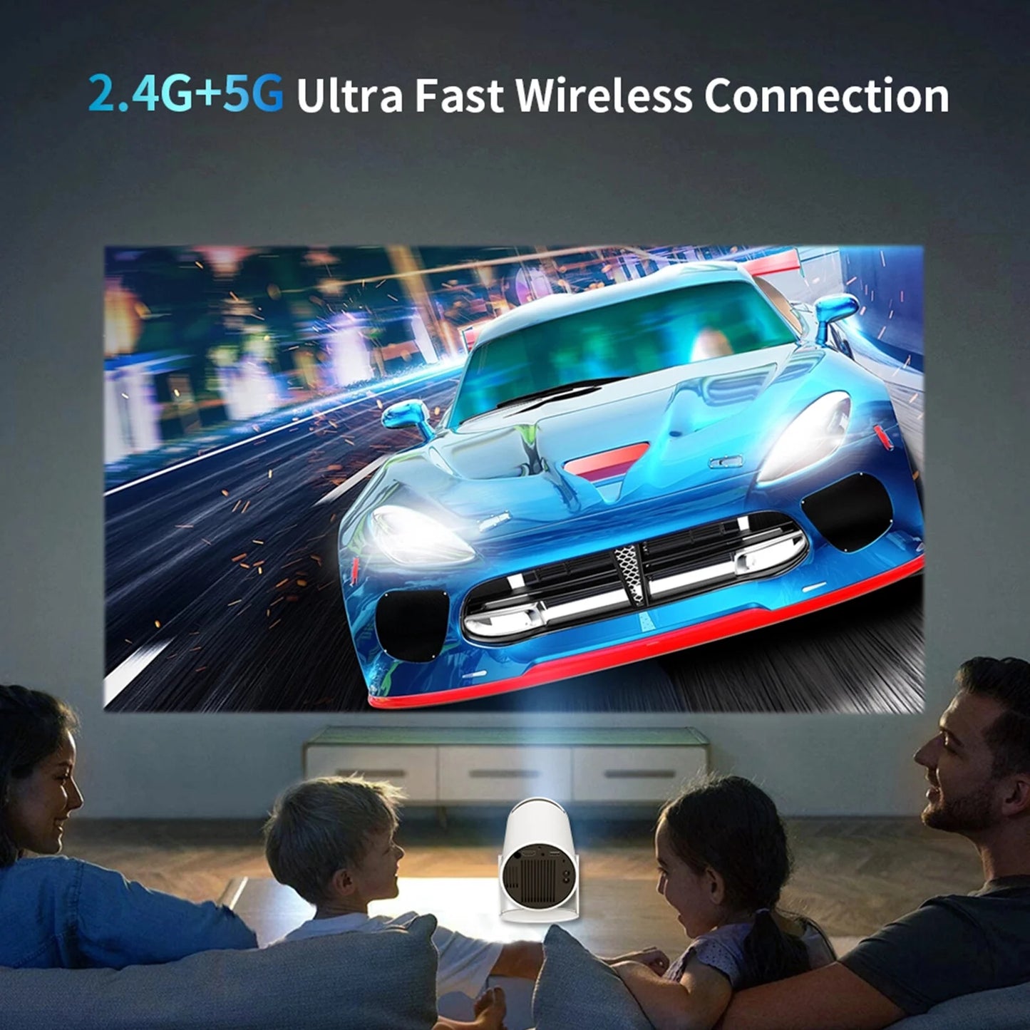 Mini Projector with Android 11, Portable Projector 4K 1080P Full HD Support, Smart Projector Wifi6 BT5.0 Auto Horizontal Correction, 180°Rotatable Outdoor Projector for Phone/Tv Stick/Laptop