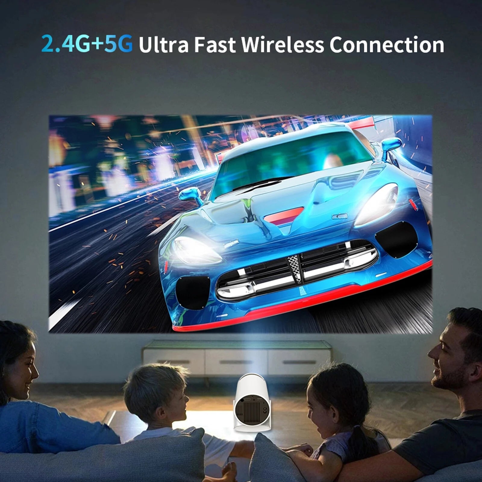 Mini Projector with Android 11, Portable Projector 4K 1080P Full HD Support, Smart Projector Wifi6 BT5.0 Auto Horizontal Correction, 180°Rotatable Outdoor Projector for Phone/Tv Stick/Laptop