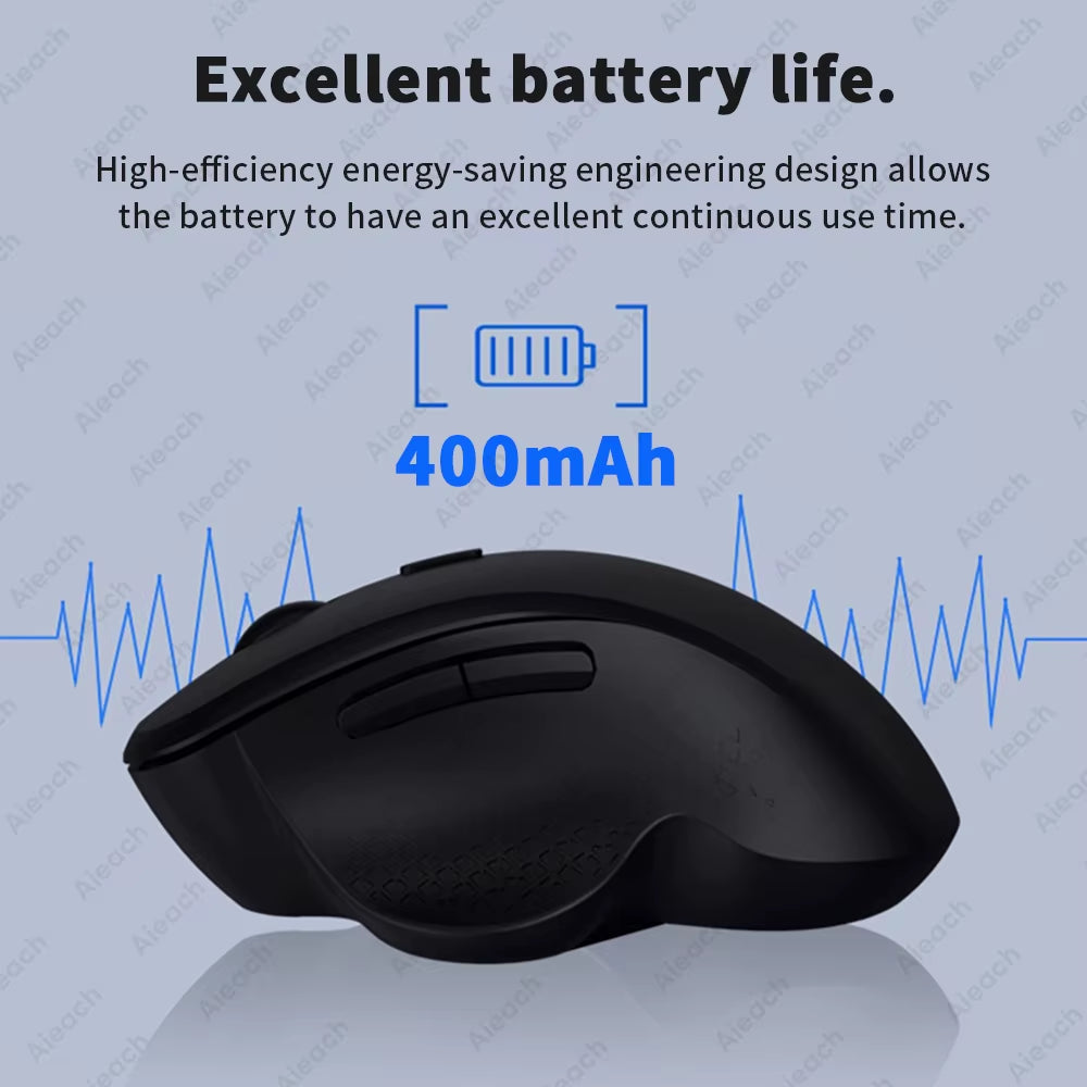 Rechargeable Dual Mode Bluetooth Wireless Mouse – Ergonomic, Silent, 1600 DPI for Laptop, iPad, Mac & Chromebook